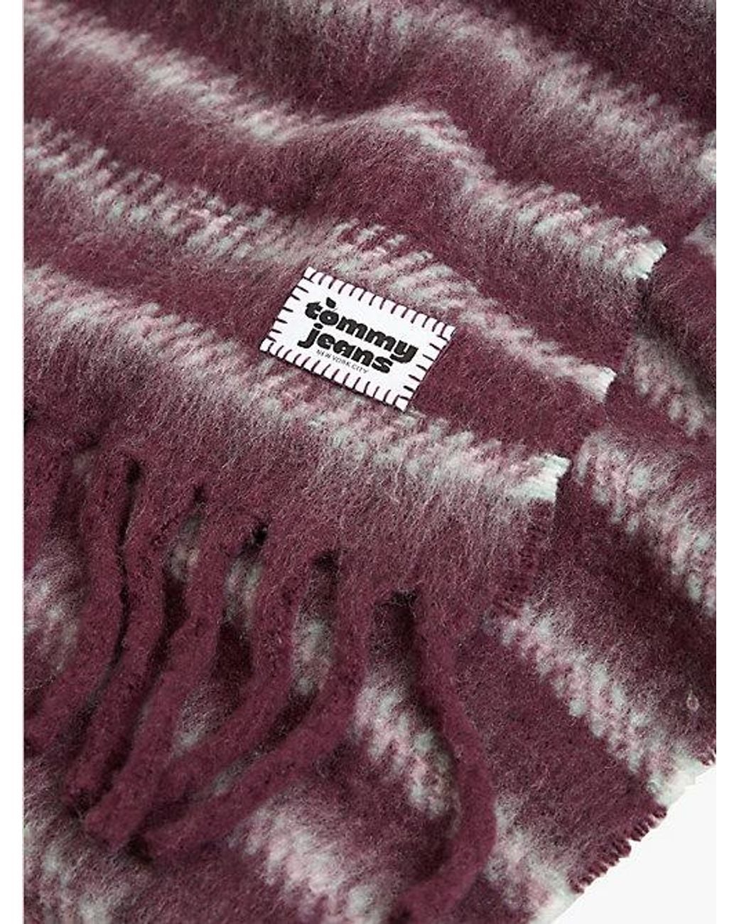 Tommy Hilfiger Purple Tommy Jeans Wool Blend Logo Fringe Scarf