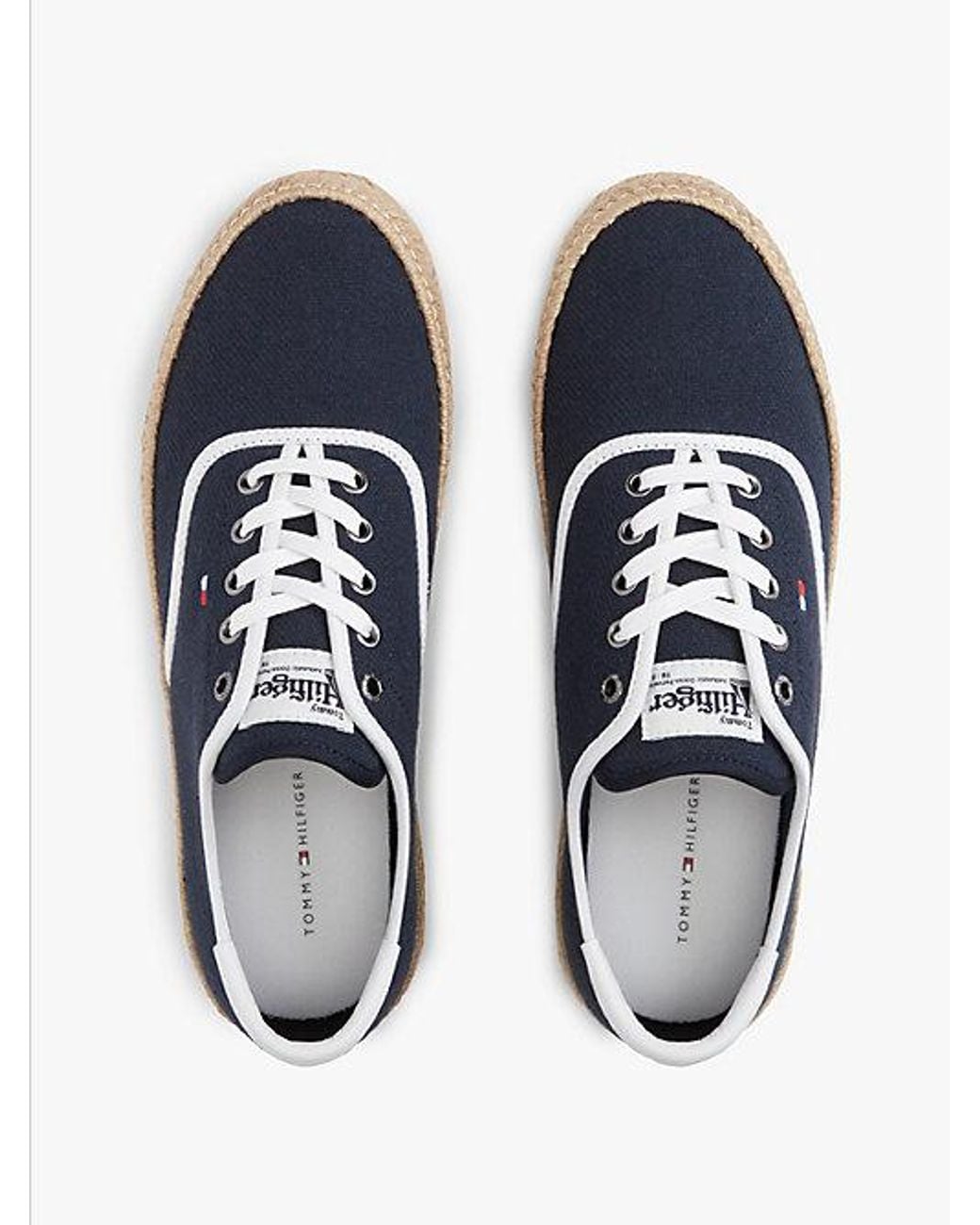 Tommy Hilfiger Blue Canvas Espadrille Hybrid Trainers With Linen for men