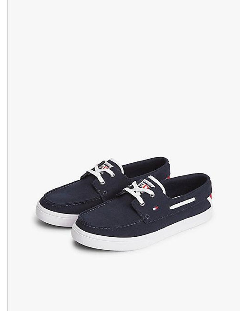 Tommy Hilfiger Blue Canvas Boat Shoe Trainers for men