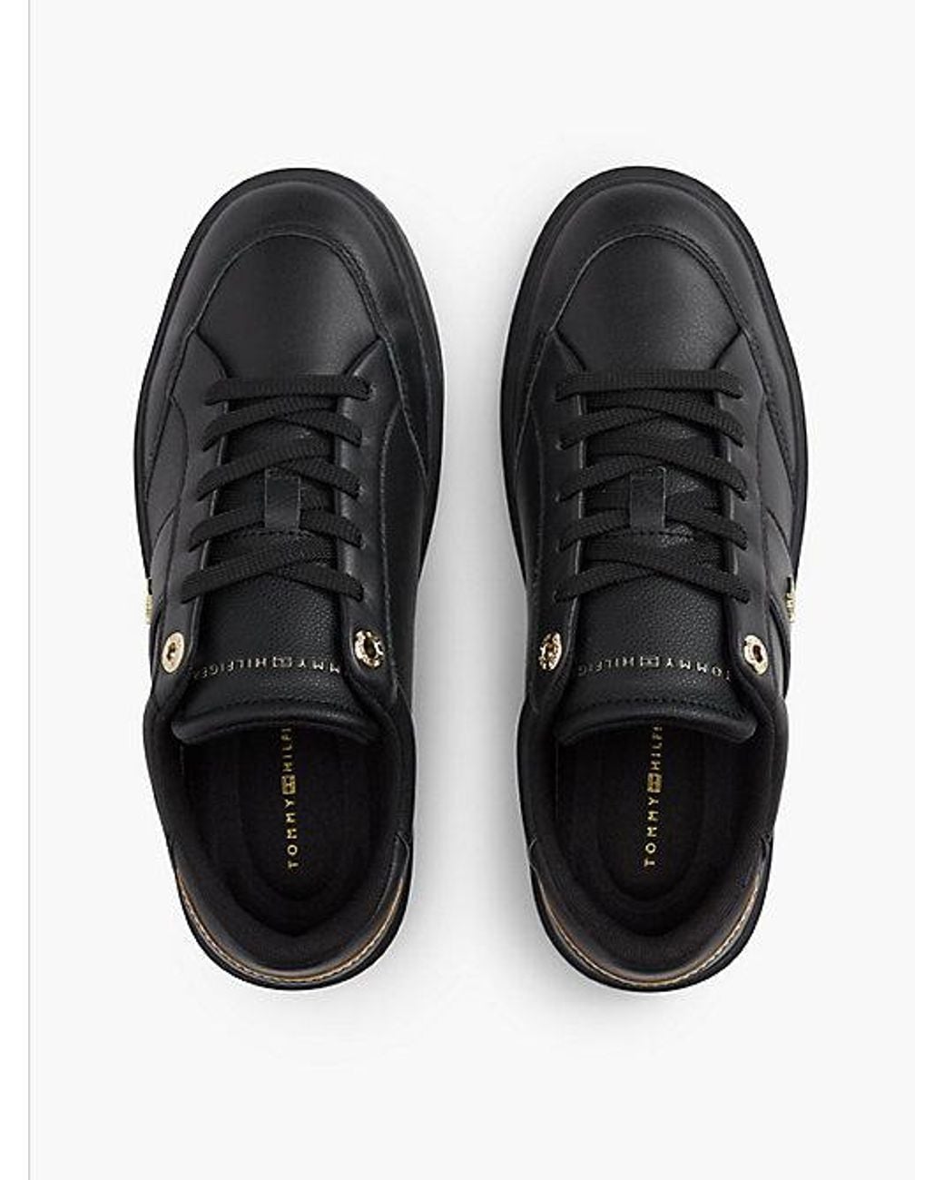 Tommy Hilfiger Black Pebble Grain Leather Cupsole Trainers