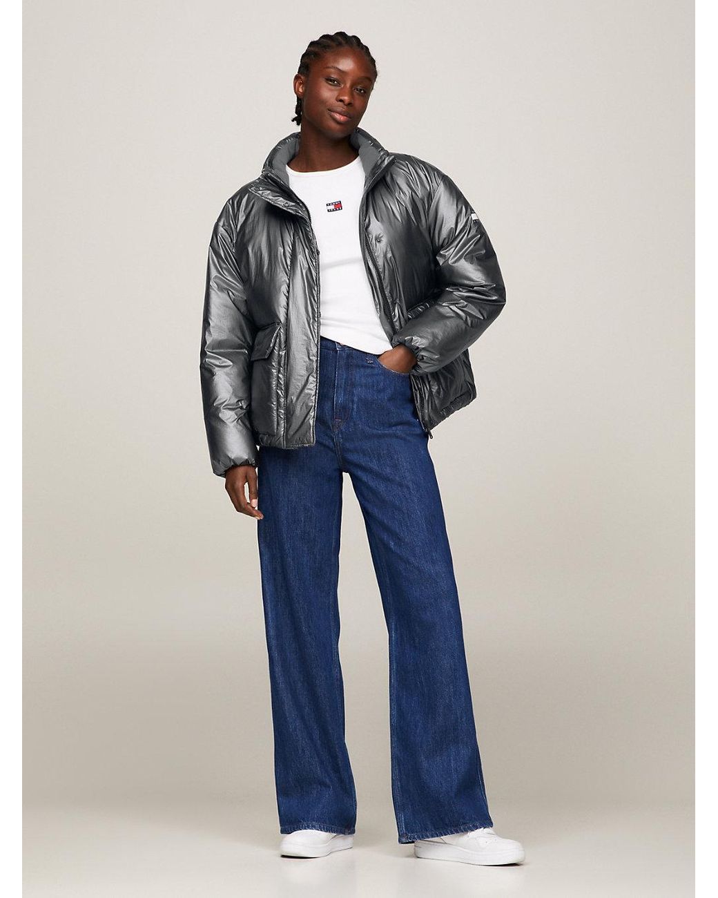 Tommy Hilfiger Metallic Recycled Puffer Jacket in Blue Lyst UK