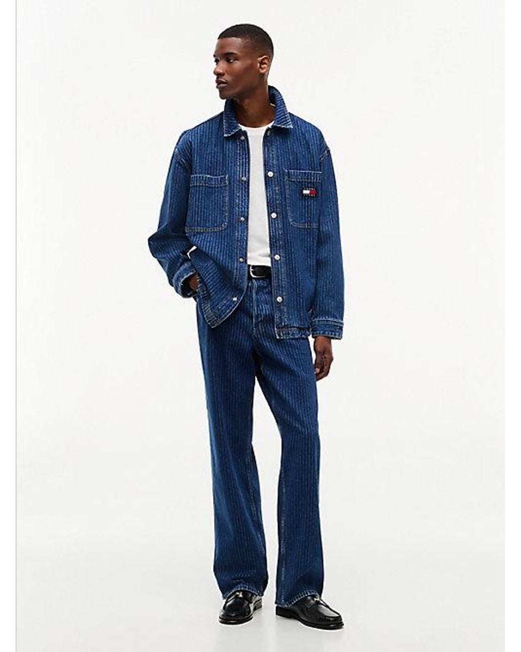 Tommy Hilfiger Blue Stripe Relaxed Denim Shirt Jacket for men