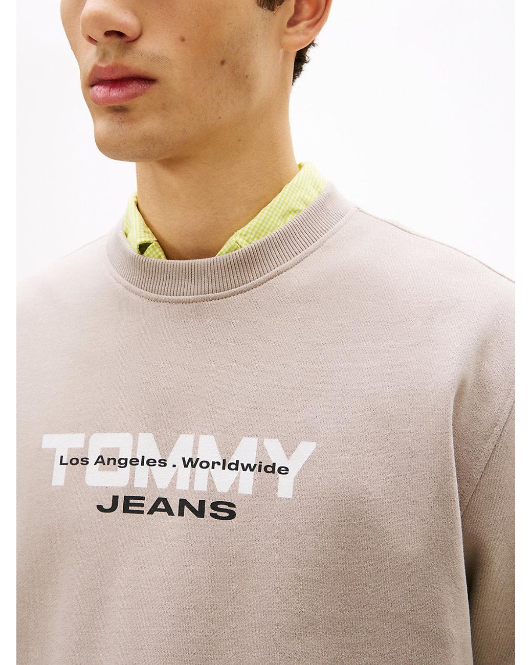 Tommy Hilfiger Natural Logo Sueded Terry Crew Neck Sweatshirt for men