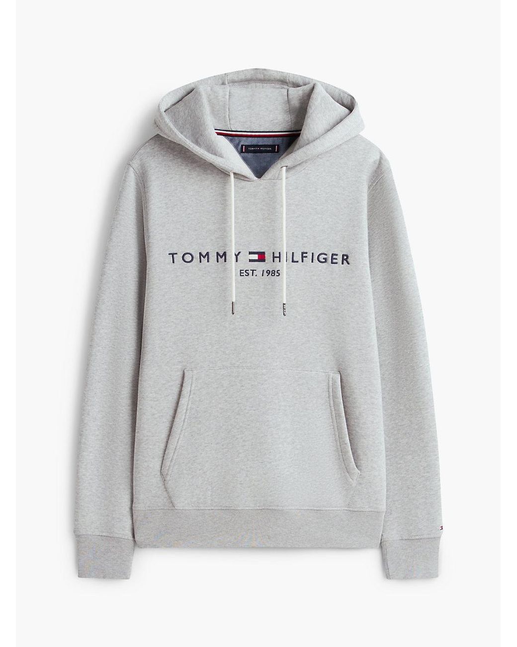Tommy Hilfiger Gray Logo Flex Fleece Hoody for men