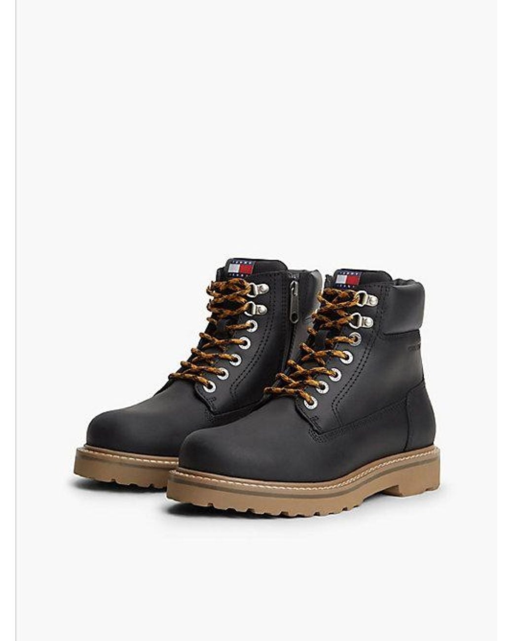 Tommy Hilfiger Black Tommy Jeans Archive Waterproof Leather Cleat Boots for men
