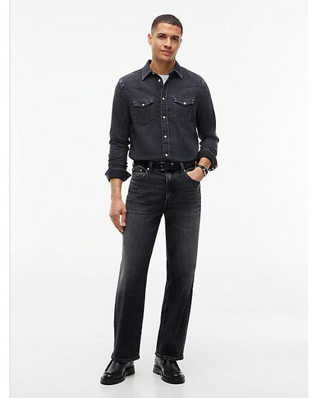 Tommy Hilfiger Blue Regular Fit Western Denim Shirt for men