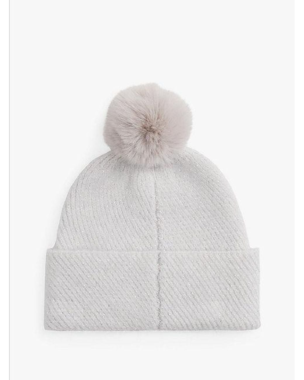 Tommy Hilfiger White Chic Metallic-Beanie Mit Bommel