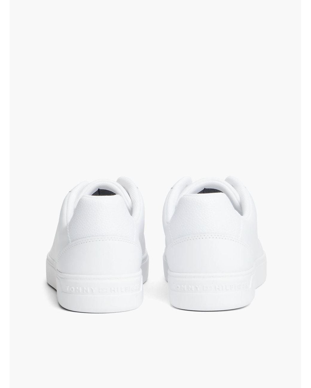 Tommy Hilfiger White Enamel Flag Leather Court Trainers
