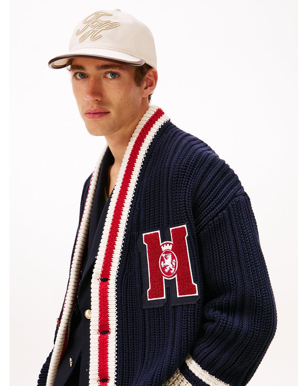 Tommy Hilfiger White Logo Embroidery Five-Panel Baseball Cap for men
