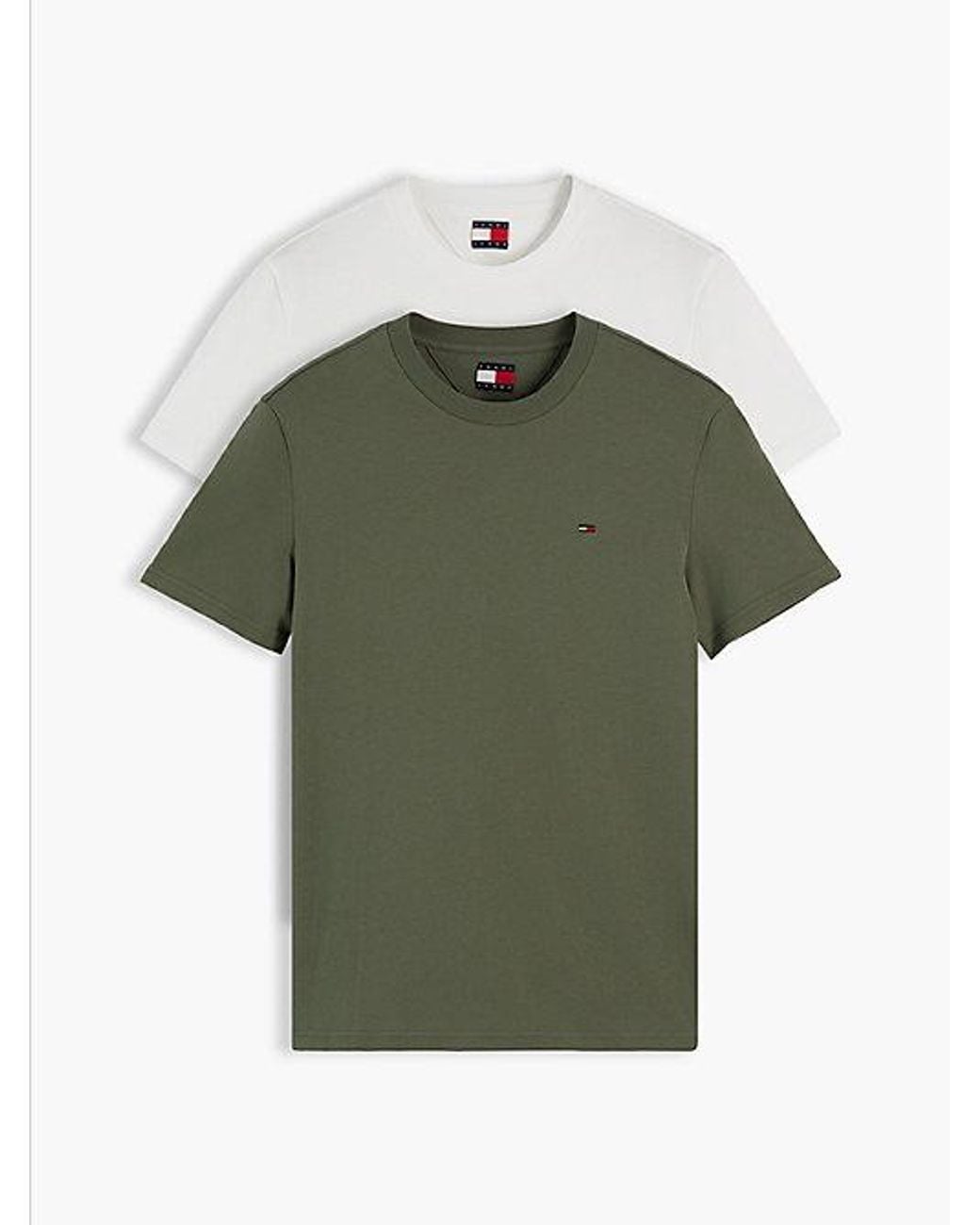 Tommy Hilfiger Green 2 Pack Tommy Flag Extra Slim T-Shirts for men