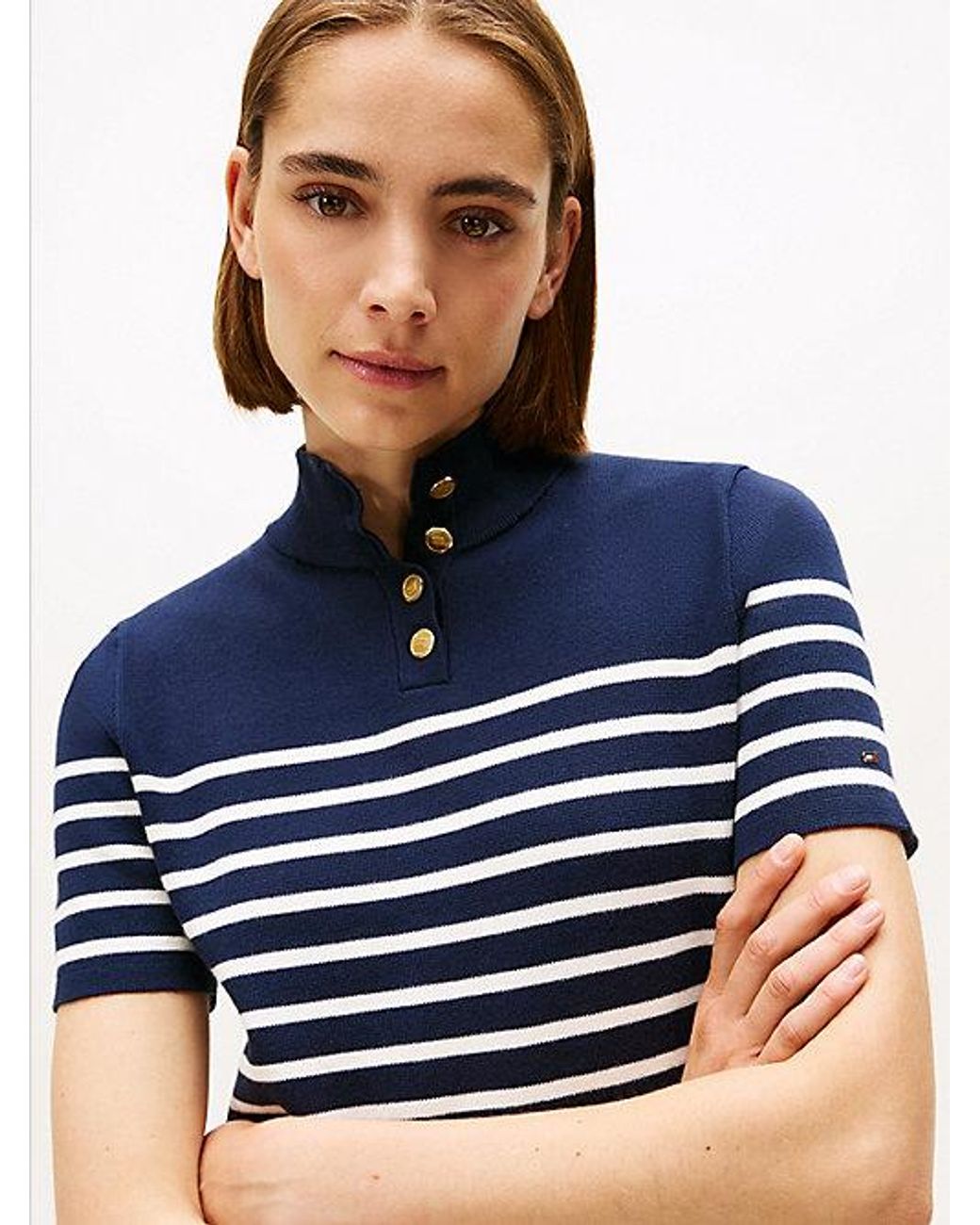 Tommy Hilfiger Blue Jersey Mock Neck Mini Jumper Dress