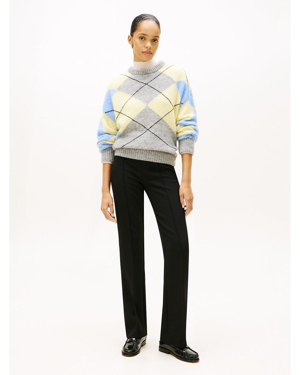 Tommy Hilfiger White Pressed Crease Kick Flare Trousers