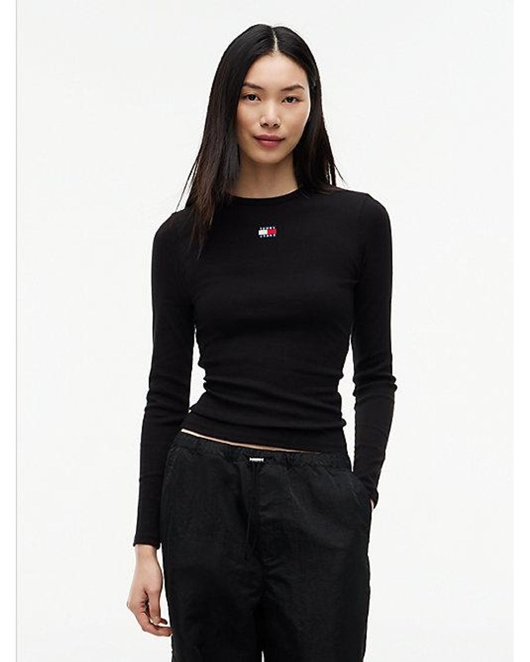 Tommy Hilfiger Black Tommy Jeans Tommy Badge Slim Long Sleeve T-Shirt