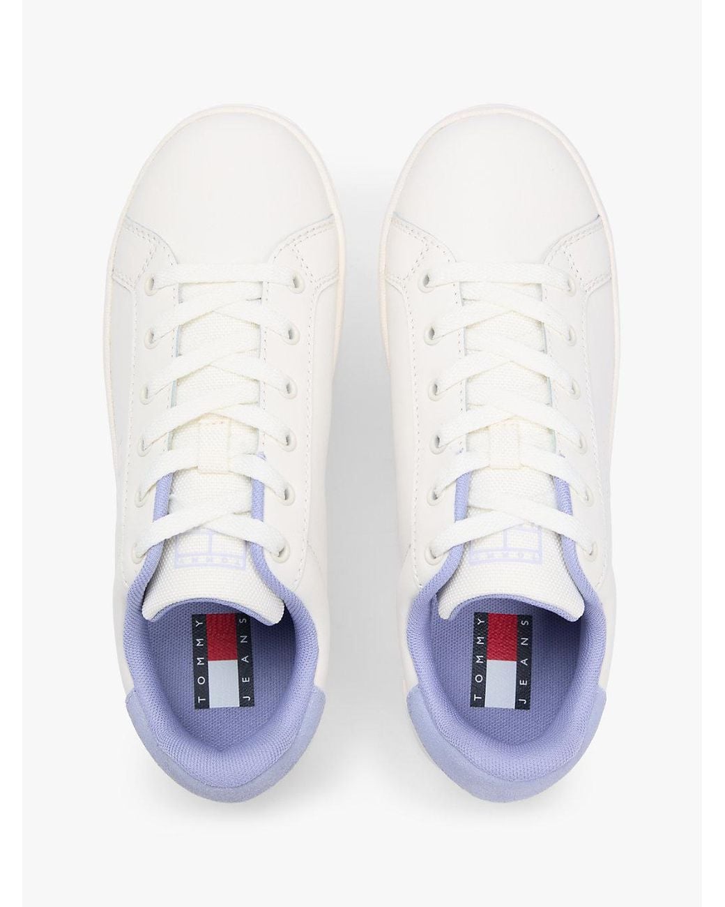 Tommy Hilfiger White Essential Logo Platform Trainers With Leather