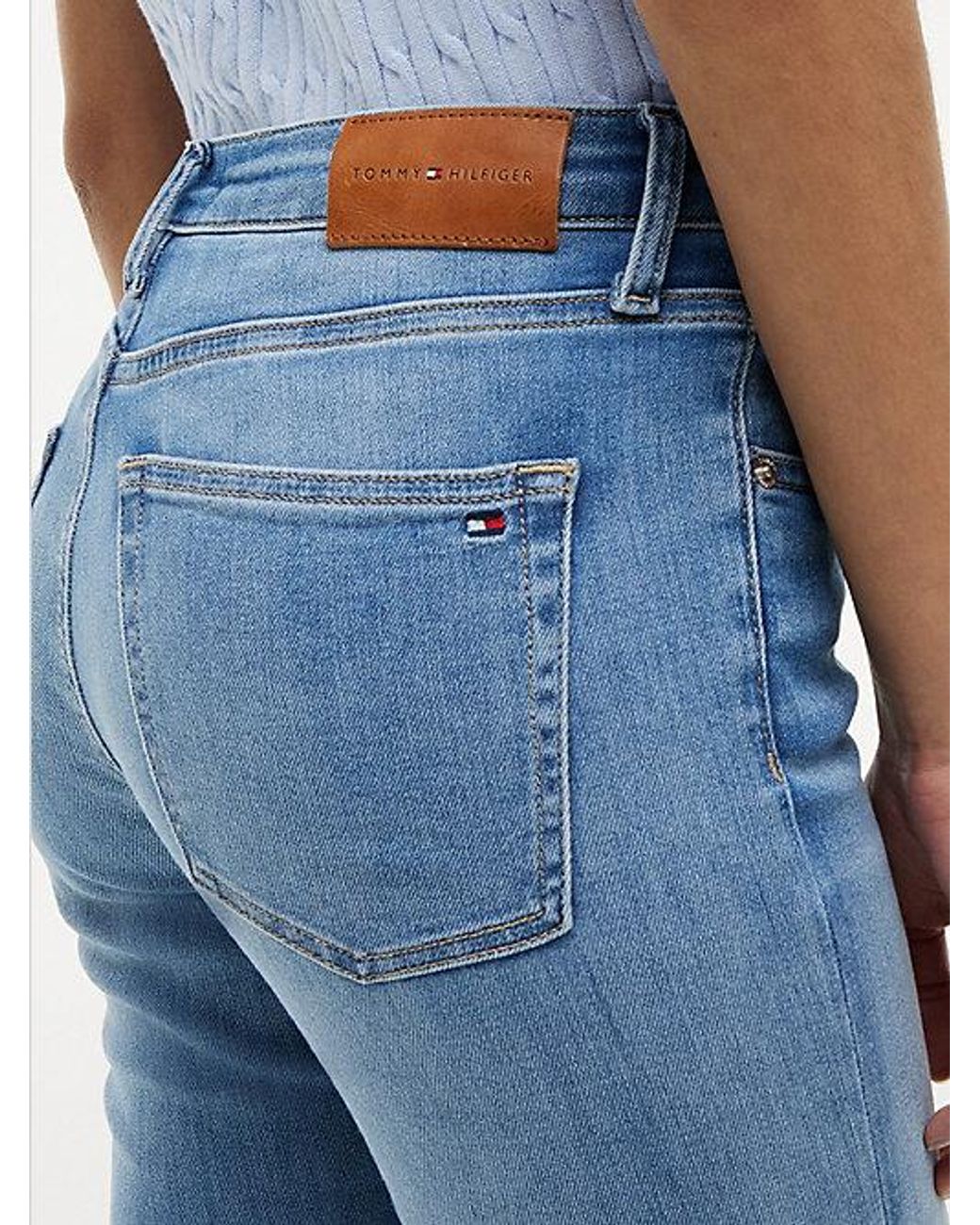 Tommy Hilfiger Blue Como Whiskered Mid Rise Skinny Jeans