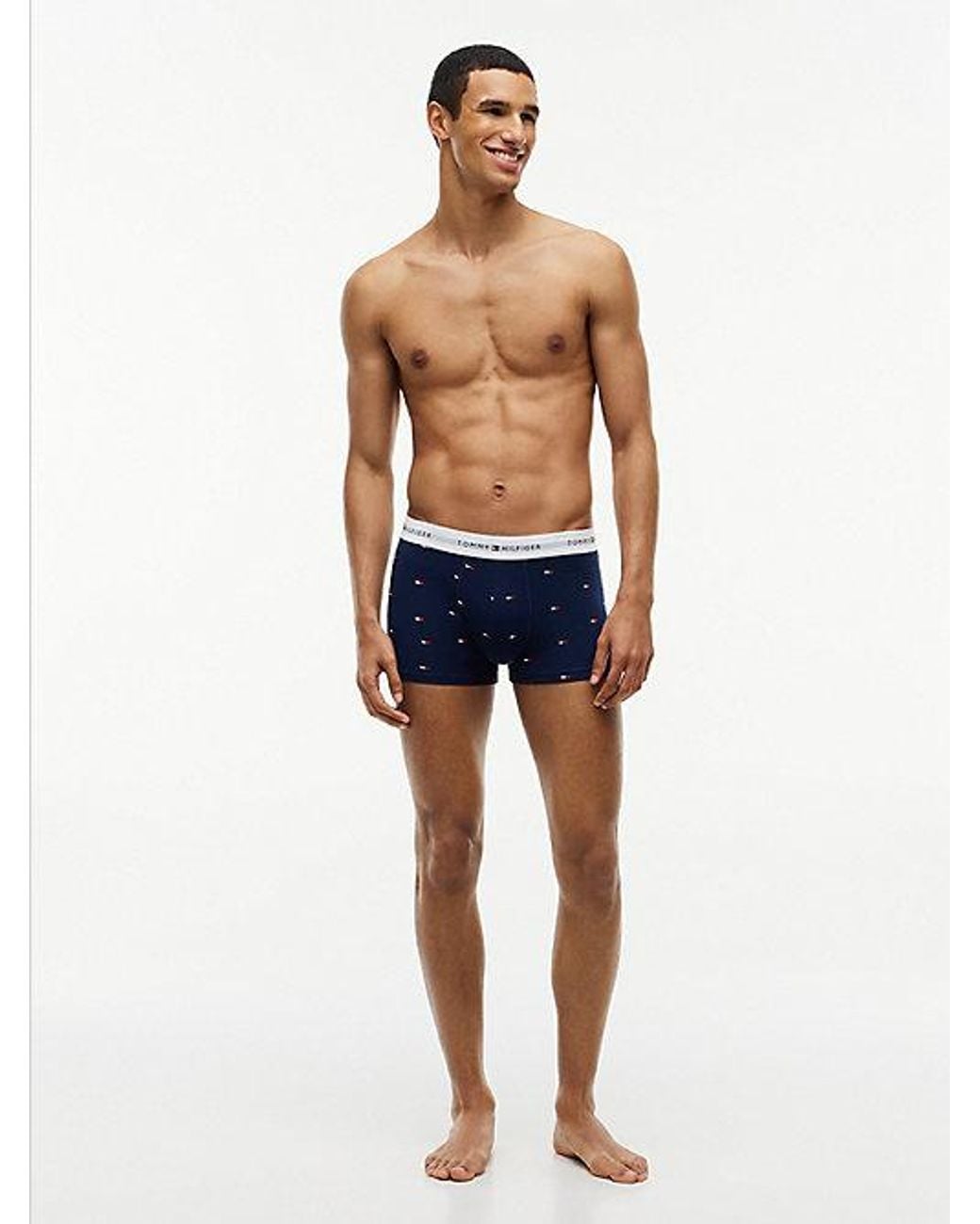 Tommy Hilfiger Blue 3 Pack Signature Logo Waistband Print Trunks for men