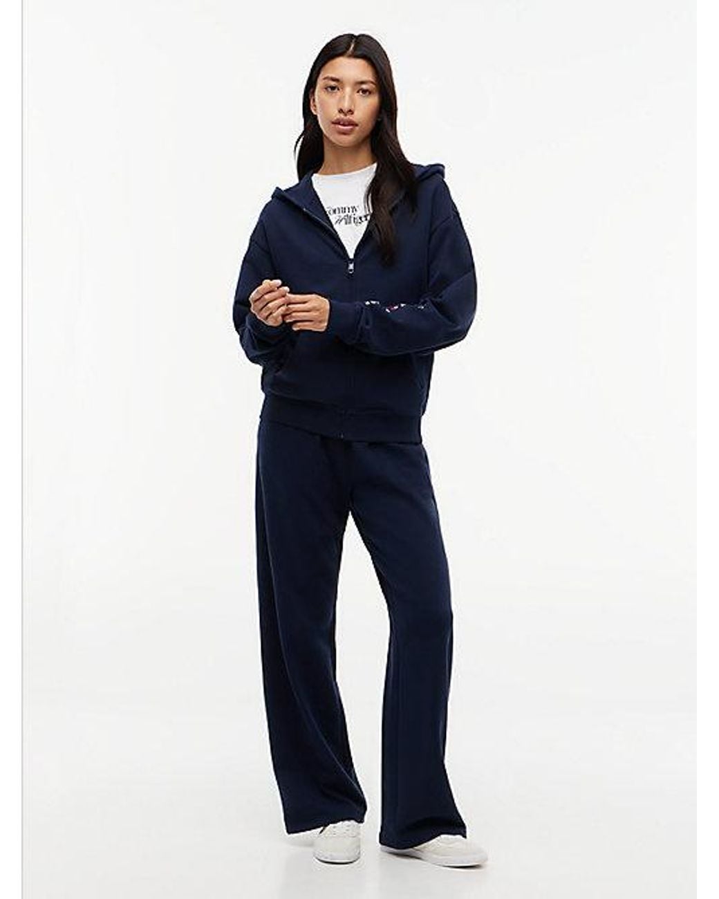 Tommy Hilfiger Blue Essential Terry Relaxed Zip-Thru Lounge Hoodie
