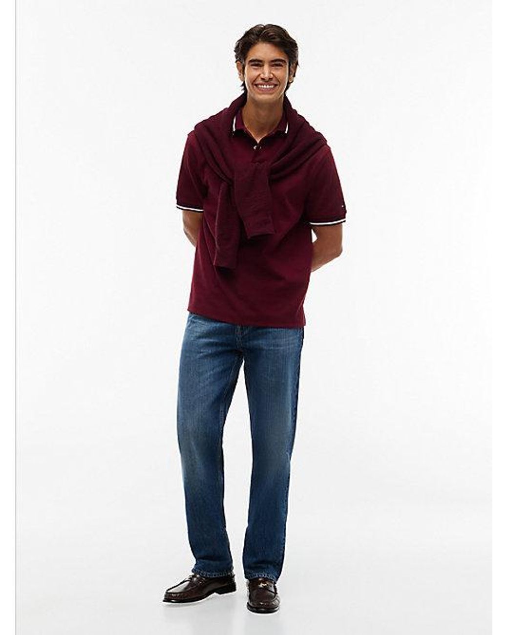 Tommy Hilfiger Red Relaxed Fit Foulard Jacquard Polo Shirt for men