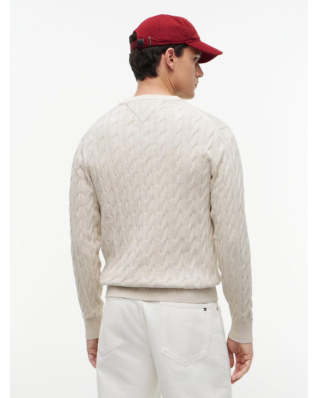 Tommy Hilfiger Blue Cable Knit Crew Neck Jumper for men