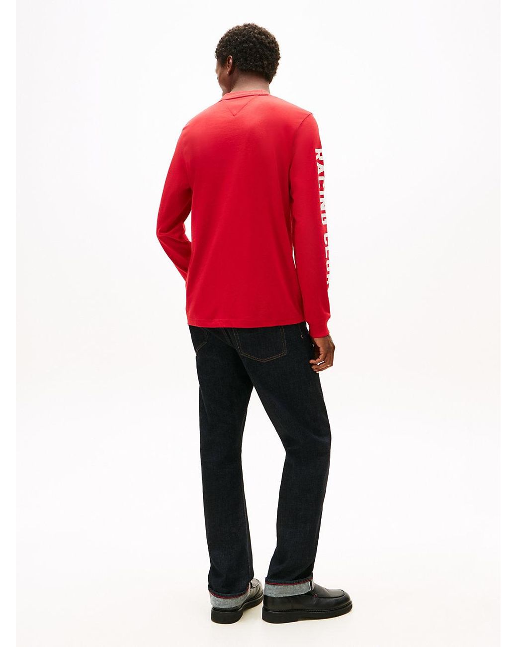 Tommy Hilfiger Red Graphic Jersey Long Sleeve T-Shirt for men