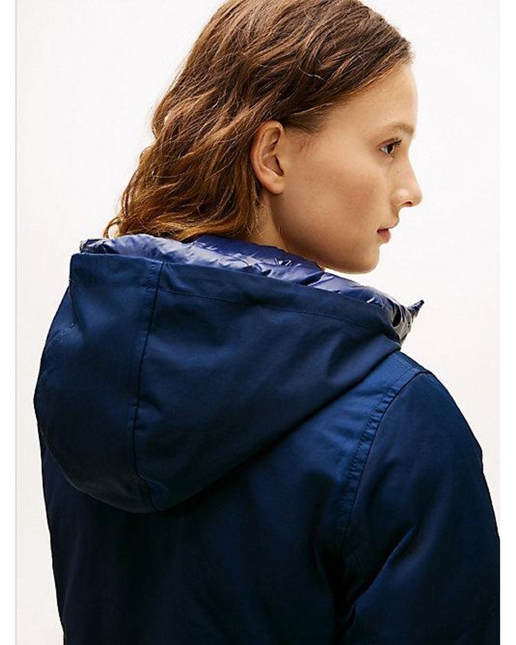 Tommy Hilfiger Blue Contrast Hood Padded Parka