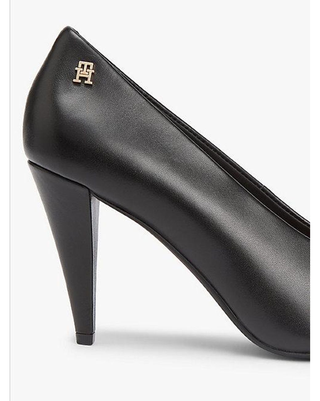 Tommy Hilfiger Leren Pump Met Naaldhak En Th-Monogram in het White