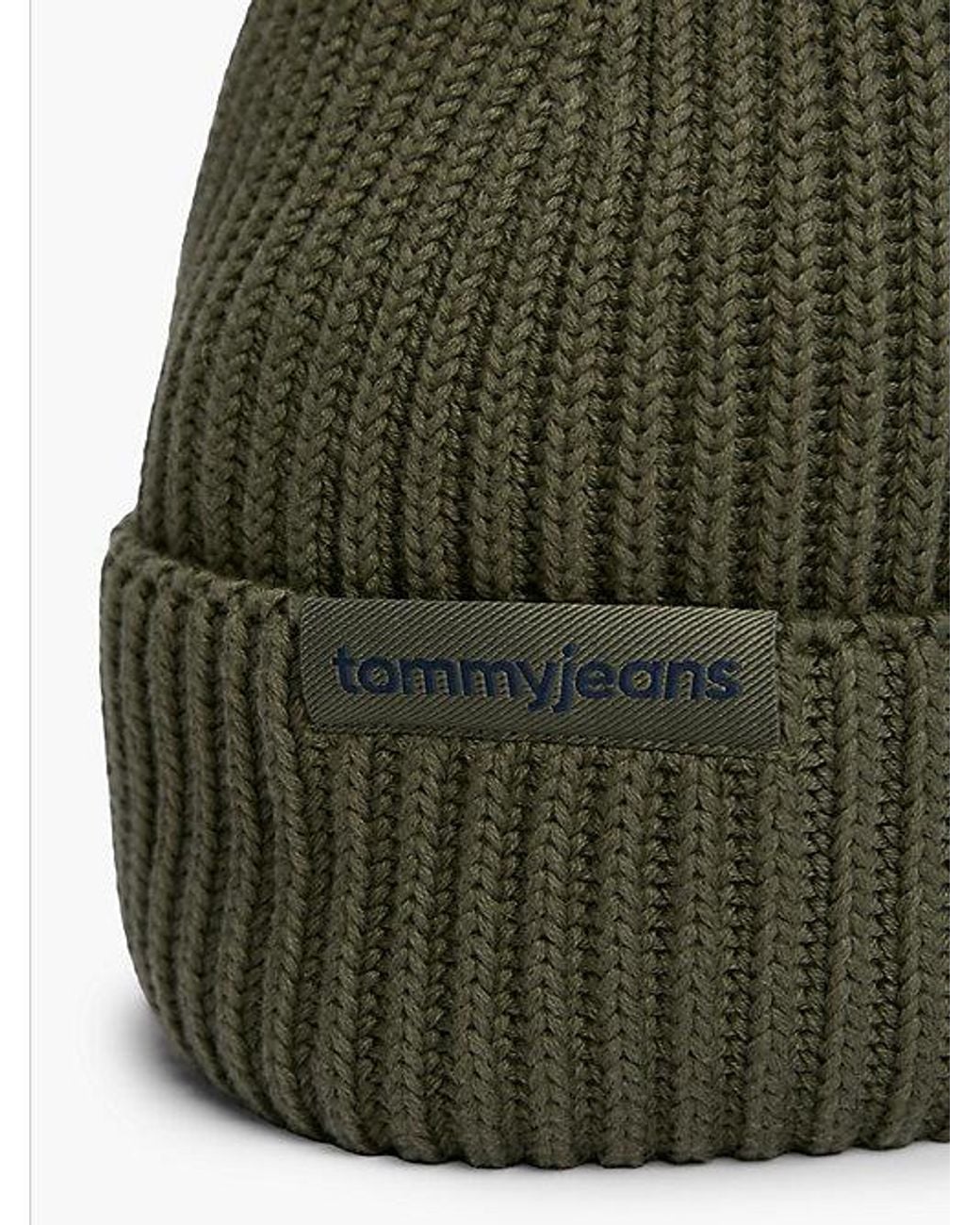 Tommy Hilfiger Green Tommy Jeans Linear Logo Rib Knit Beanie for men