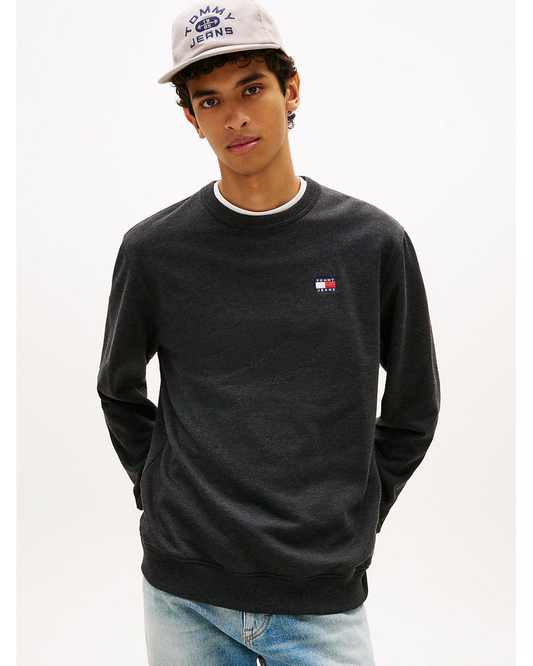 Tommy Hilfiger Black Tommy Badge Terry Crew Neck Sweatshirt for men
