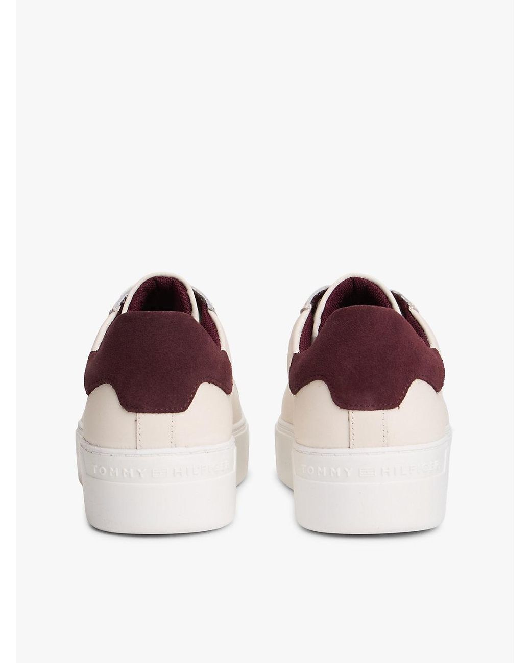 Tommy Hilfiger Natural Leather Cupsole Platform Trainers