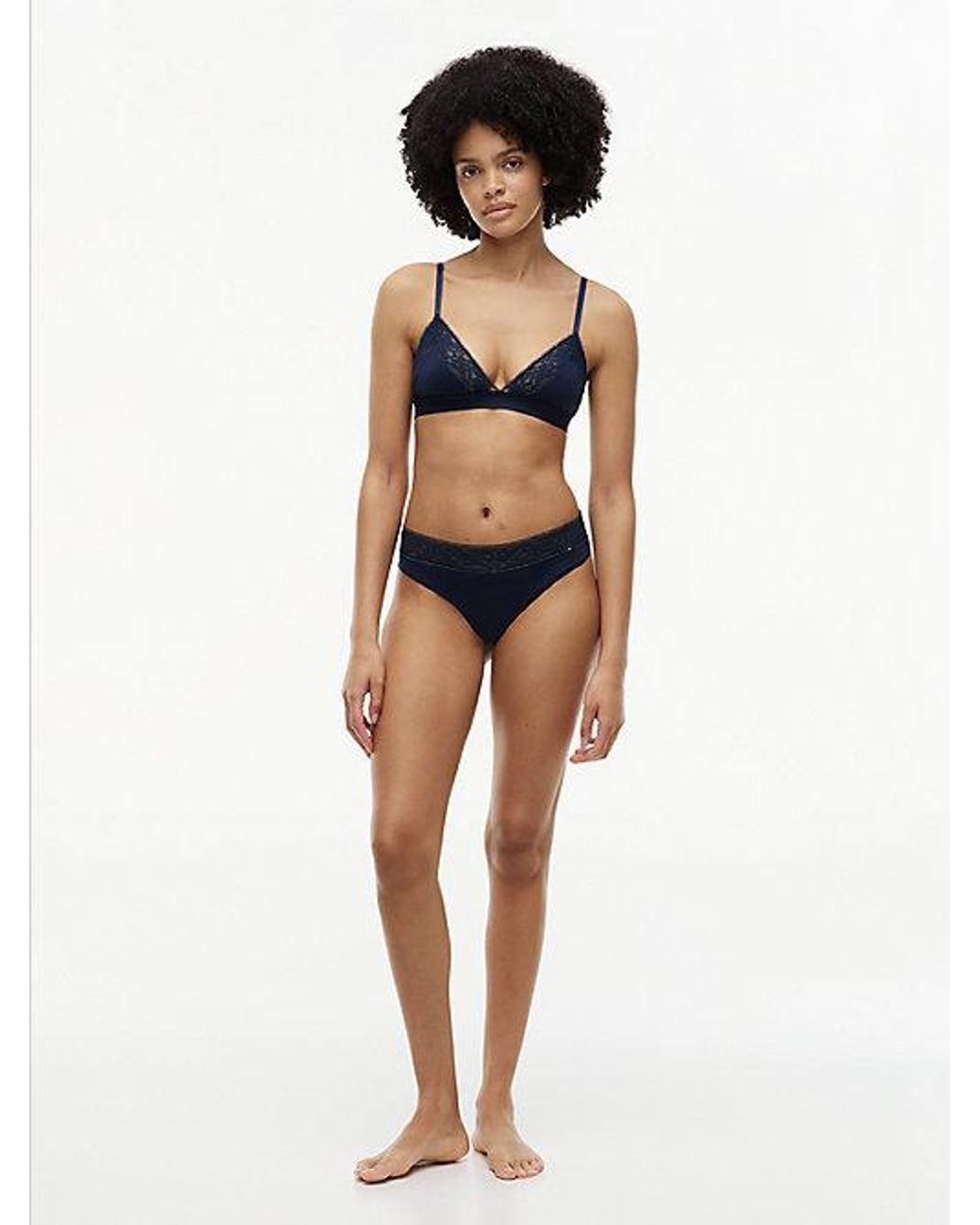 Tommy Hilfiger Blue Floral Lace Thong