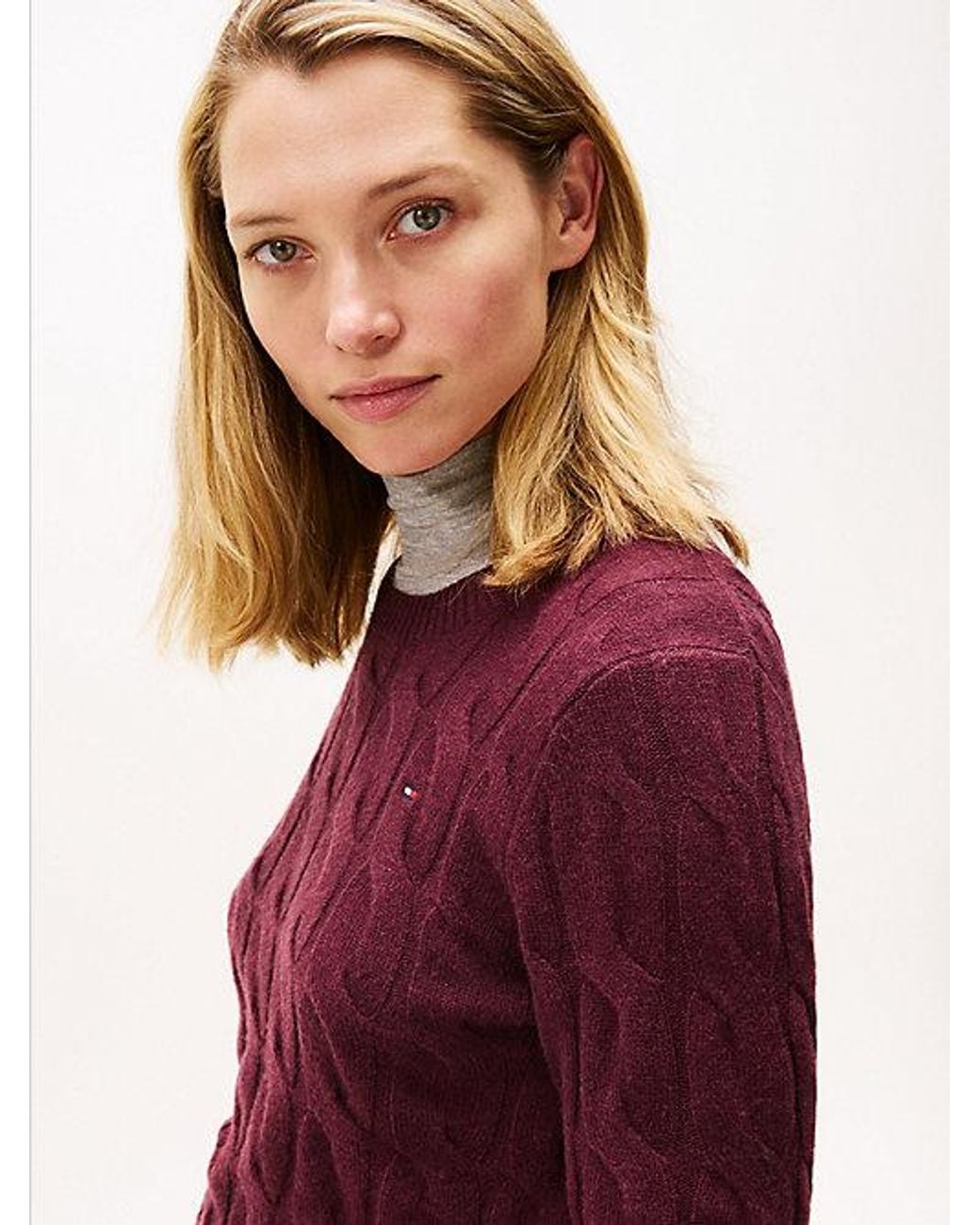 Tommy Hilfiger Red Cable Knit Soft Wool Jumper