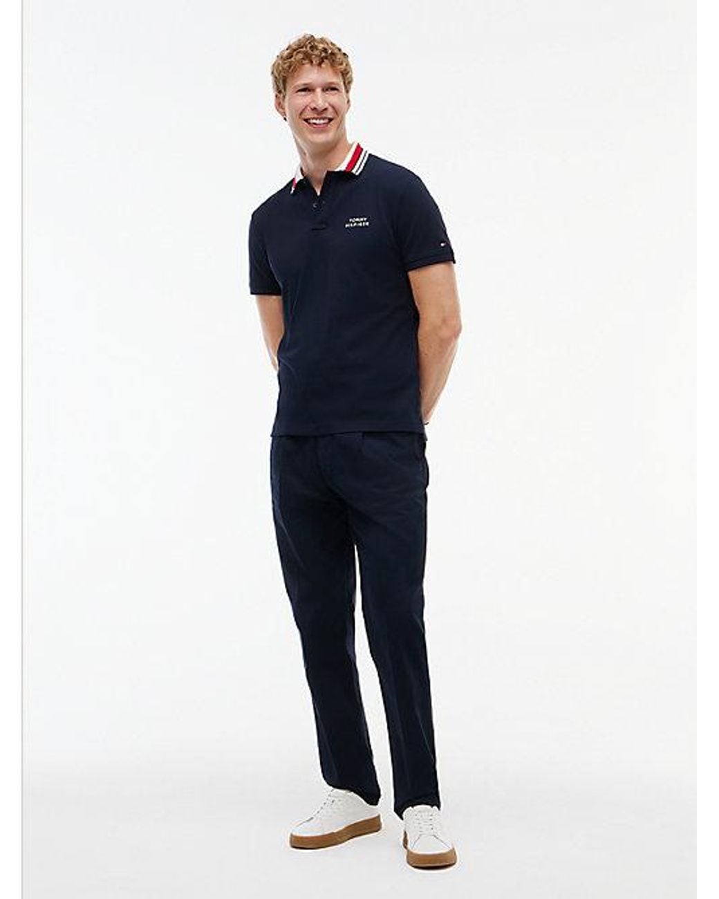 Tommy Hilfiger Blue Regular Fit Tipped Collar Polo Shirt for men