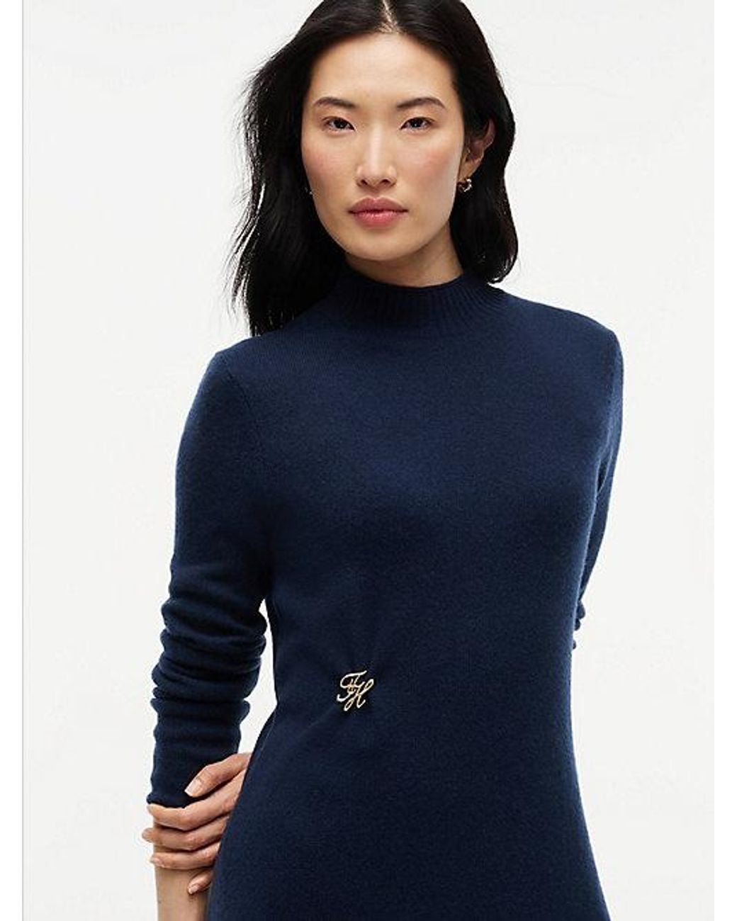 Tommy Hilfiger Blue Logo Hardware Pure Wool Relaxed Dress
