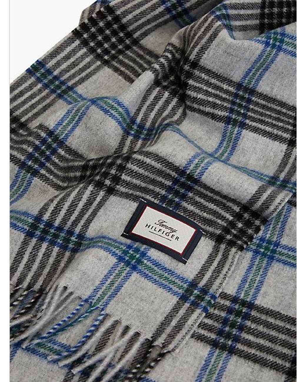 Tommy Hilfiger Multicolor Pure Wool Jacquard Check Scarf for men