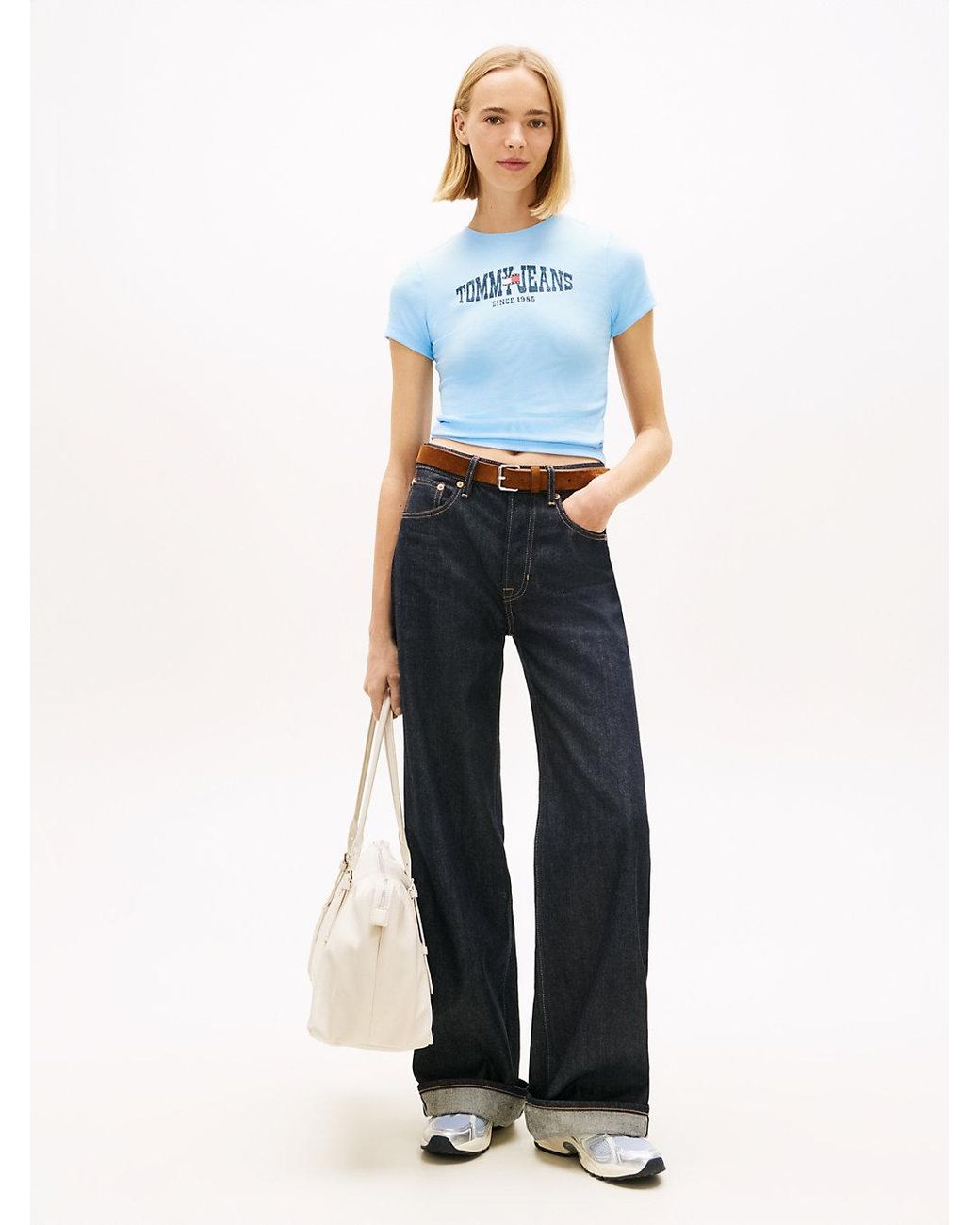 Tommy Hilfiger Blue Wavy Flag Ribbed Slim T-Shirt