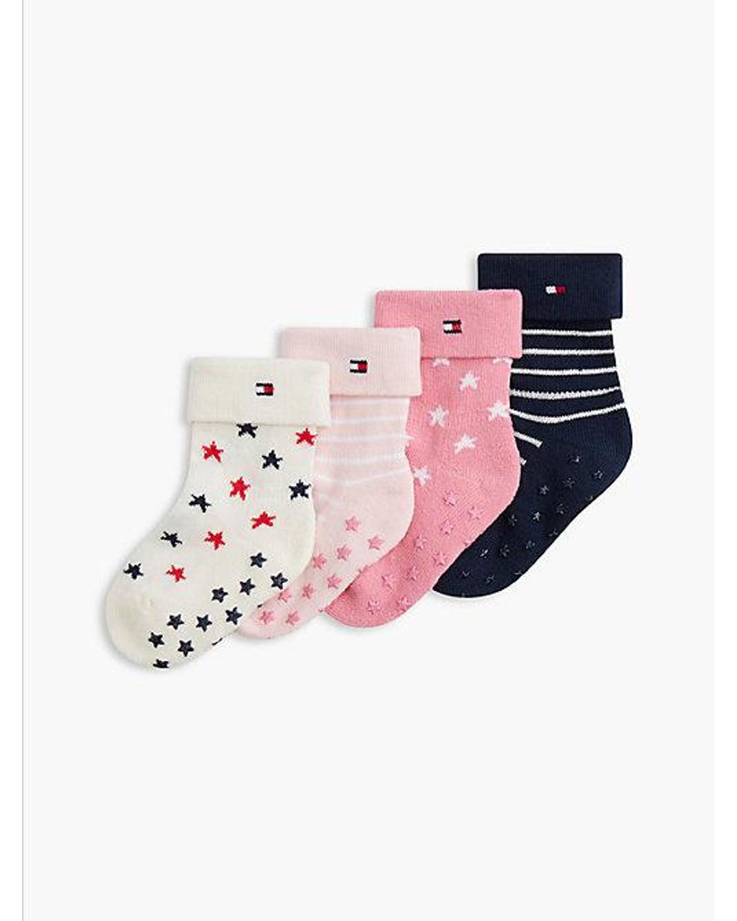 Tommy Hilfiger Pink 4 Pack Fold Over Cuff Socks