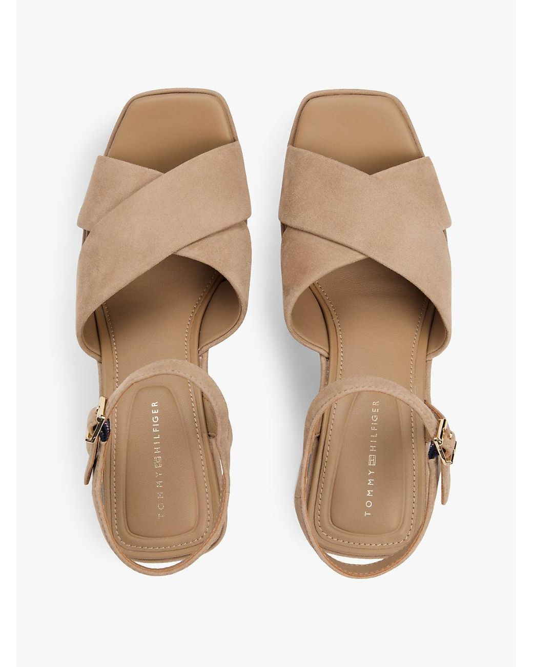 Tommy Hilfiger White Suede High Wedge Heel Sandals