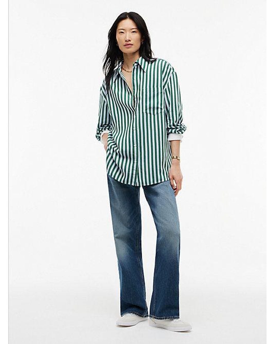 Tommy Hilfiger Blue Relaxed Fit Stripe Double Cuff Shirt