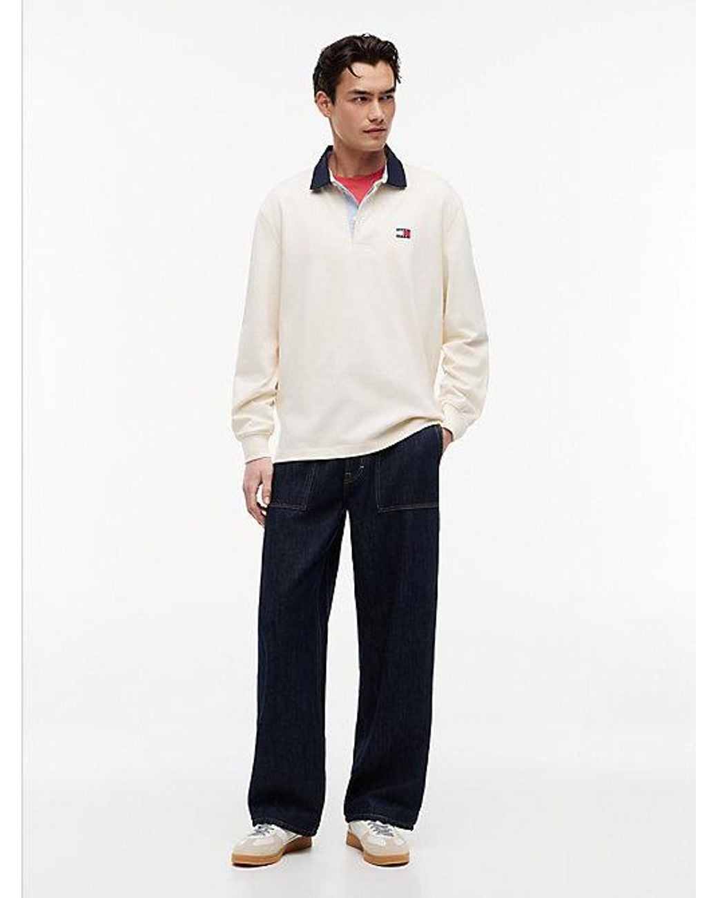 Tommy Hilfiger White Tommy Jeans Tommy Badge Relaxed Rugby Shirt for men