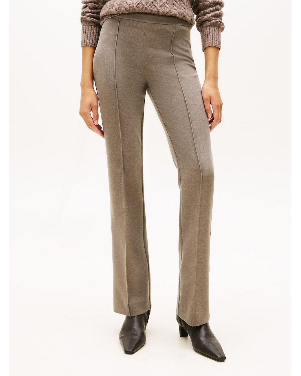 Tommy Hilfiger Natural Pressed Crease Kick Flare Trousers