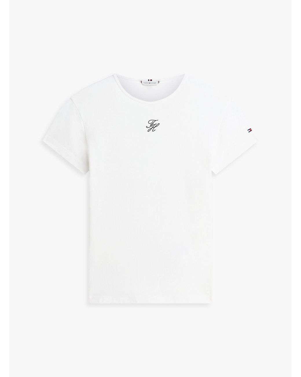 Tommy Hilfiger White Textured Logo Slim Jersey T-Shirt