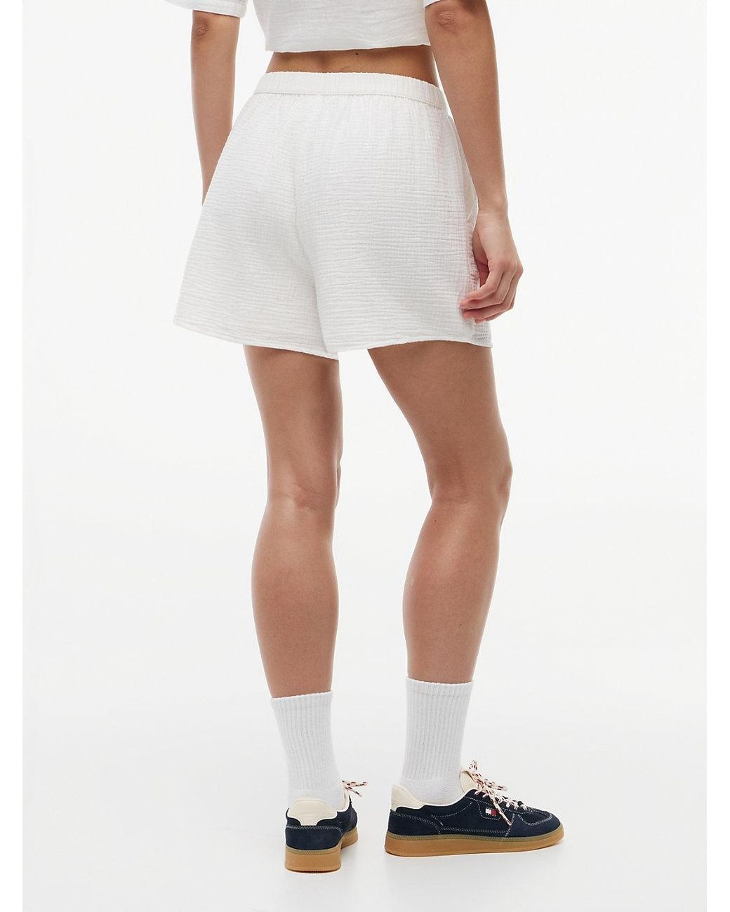 Tommy Hilfiger White Crinkle Textured Relaxed Shorts