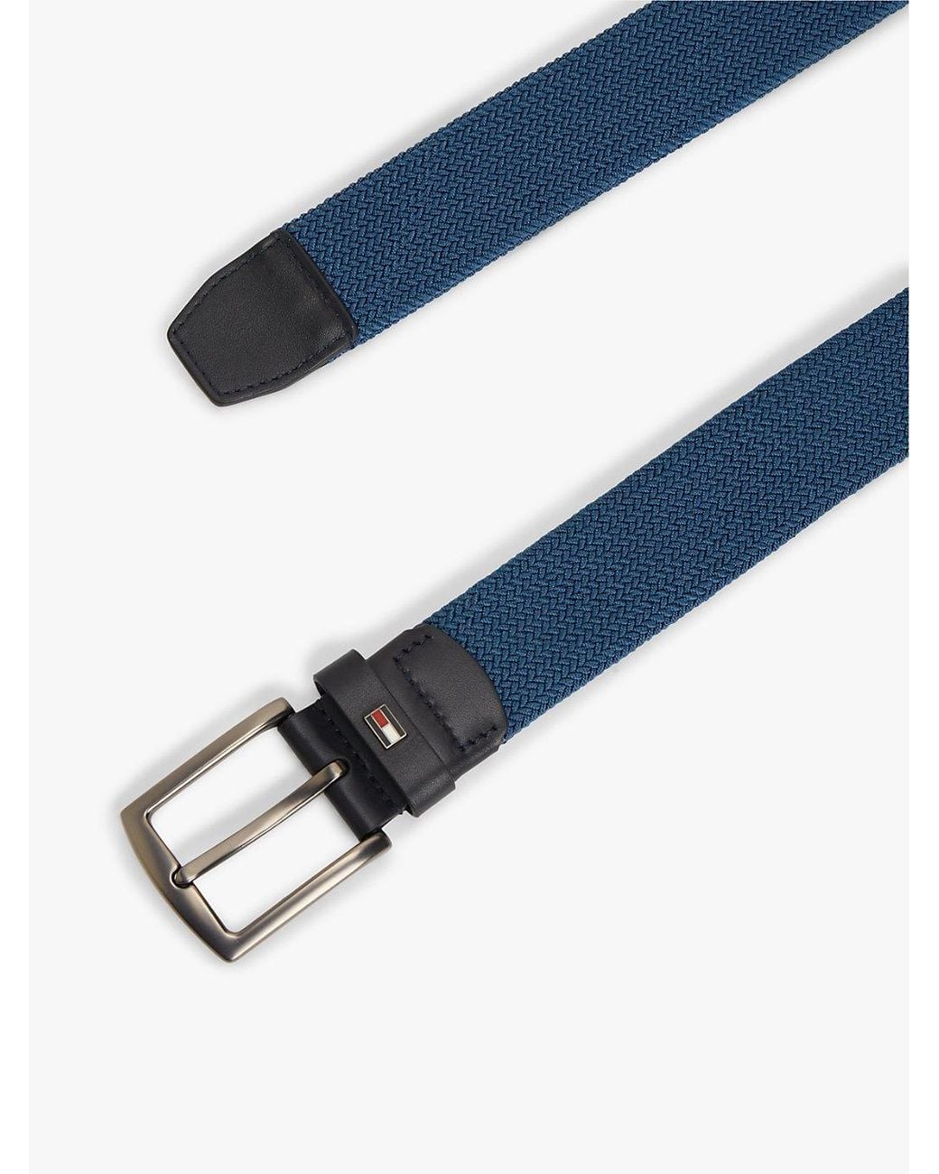 Tommy Hilfiger Blue Denton Braided Webbing Elastic Belt for men