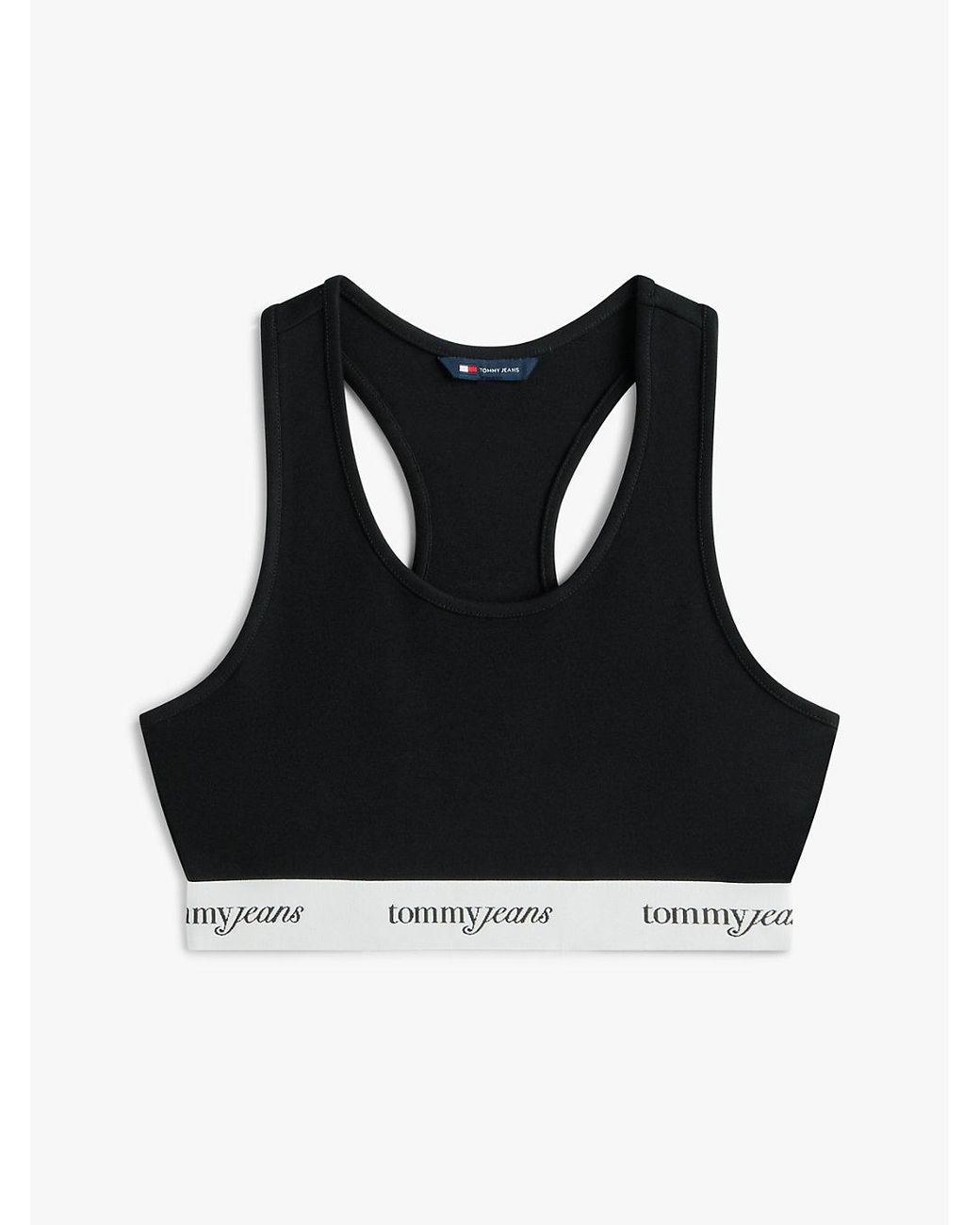 Tommy Hilfiger Black Repeat Logo Tape Racerback Bra Top