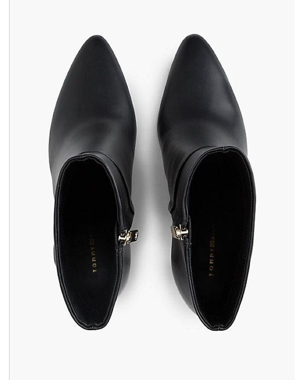 Tommy Hilfiger Black Leather Pointed Toe Heeled Ankle Boots