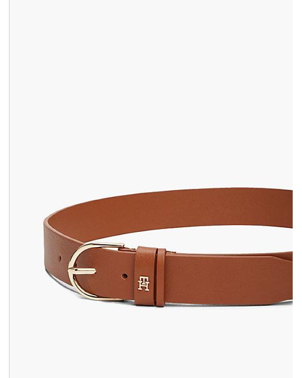 Tommy Hilfiger Brown Essential Leather Th Monogram Plaque Belt