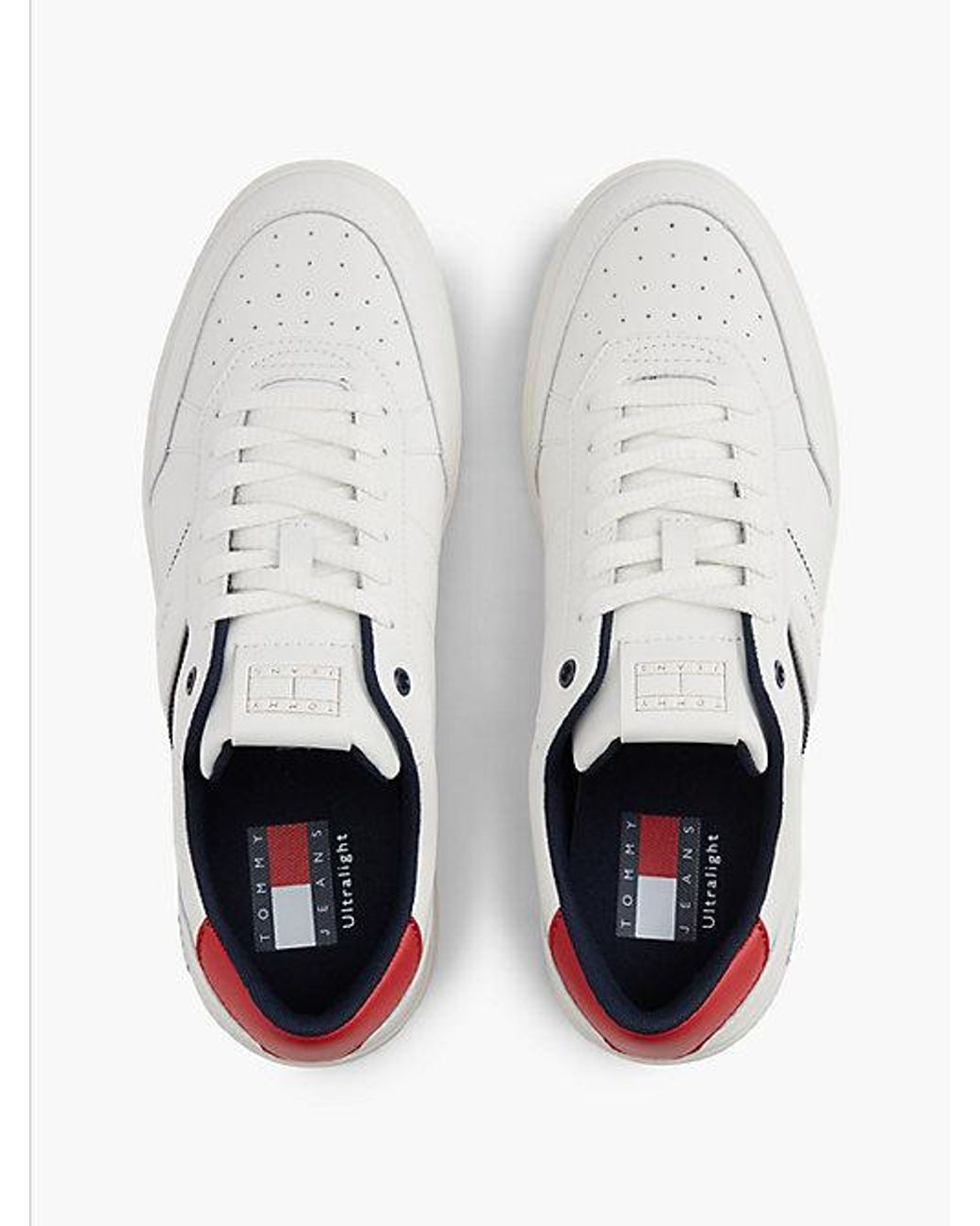 Tommy Hilfiger White Tommy Jeans Lightweight Court Trainers With Leather for men