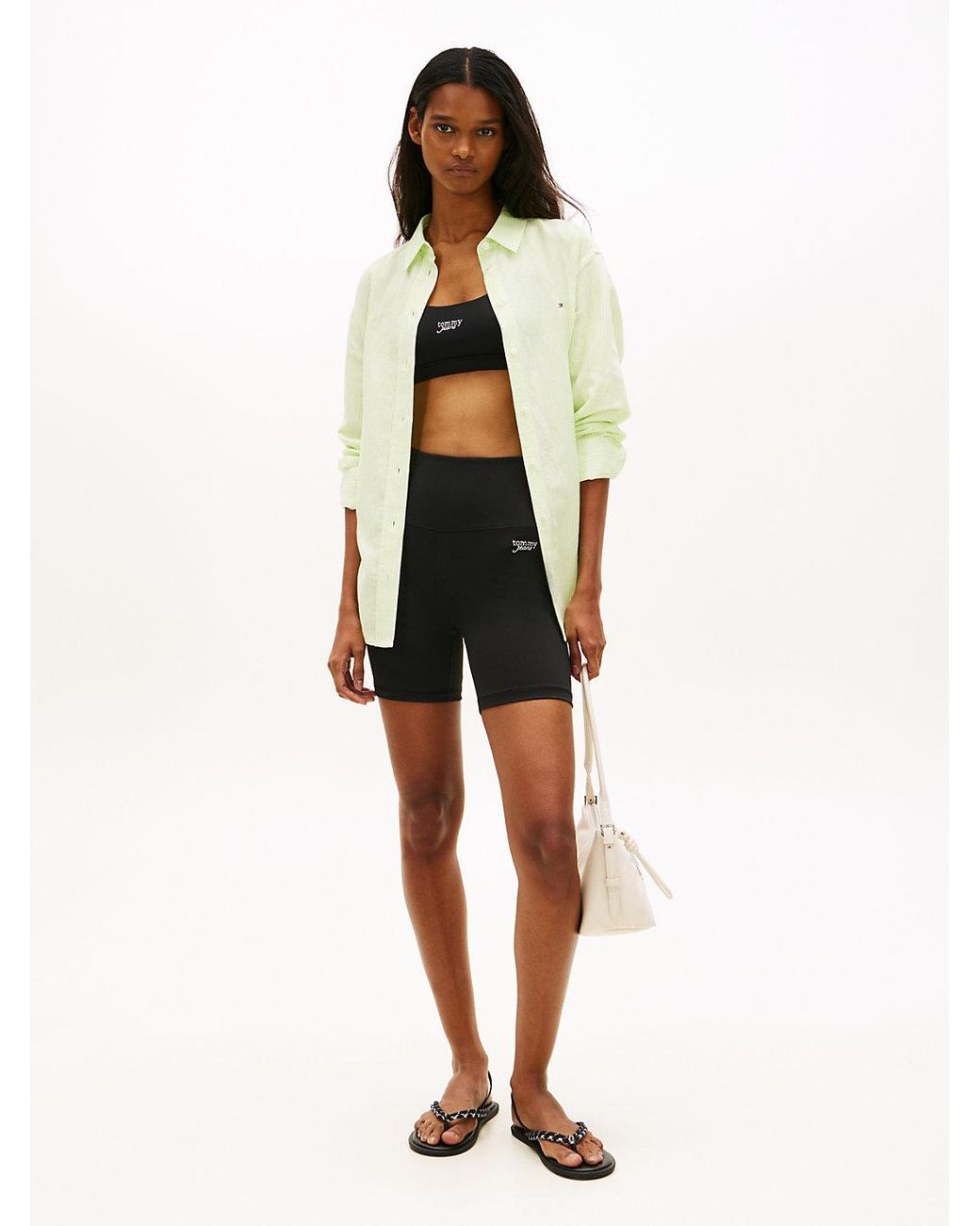 Tommy Hilfiger White Athleisure Interlock Knit Cycle Shorts