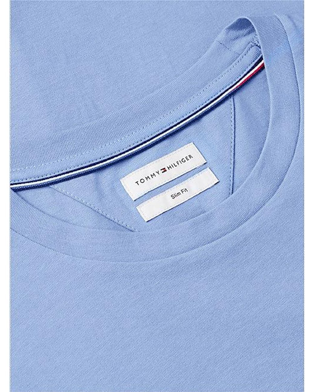 Tommy Hilfiger Blue Logo Embroidery Slim Jersey T-Shirt for men