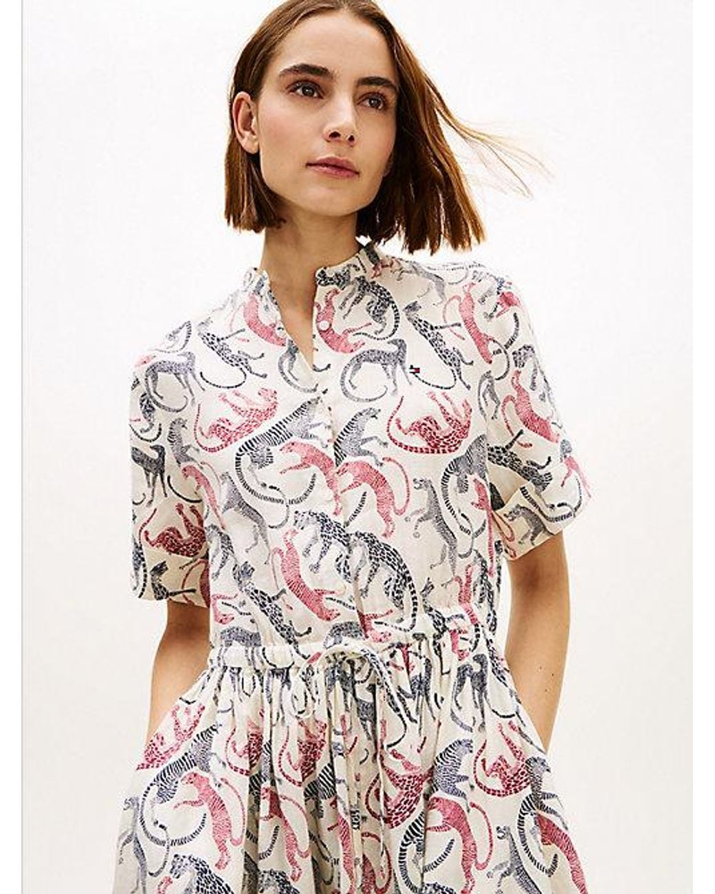 Tommy Hilfiger White Pure Linen Midi Shirt Dress